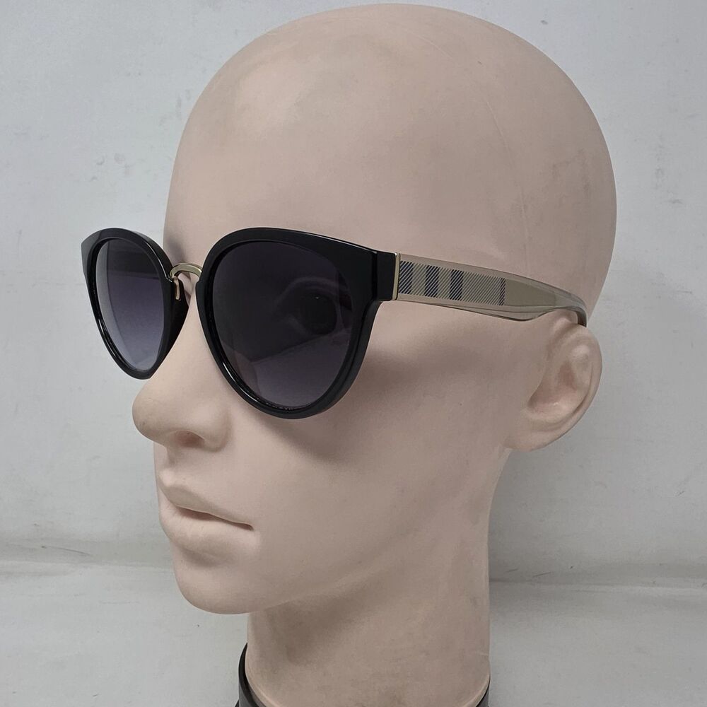 BURBERRY Sunglasses BE-4249 30018G Black Gold Plaid Frame Gray Gradient Lenses